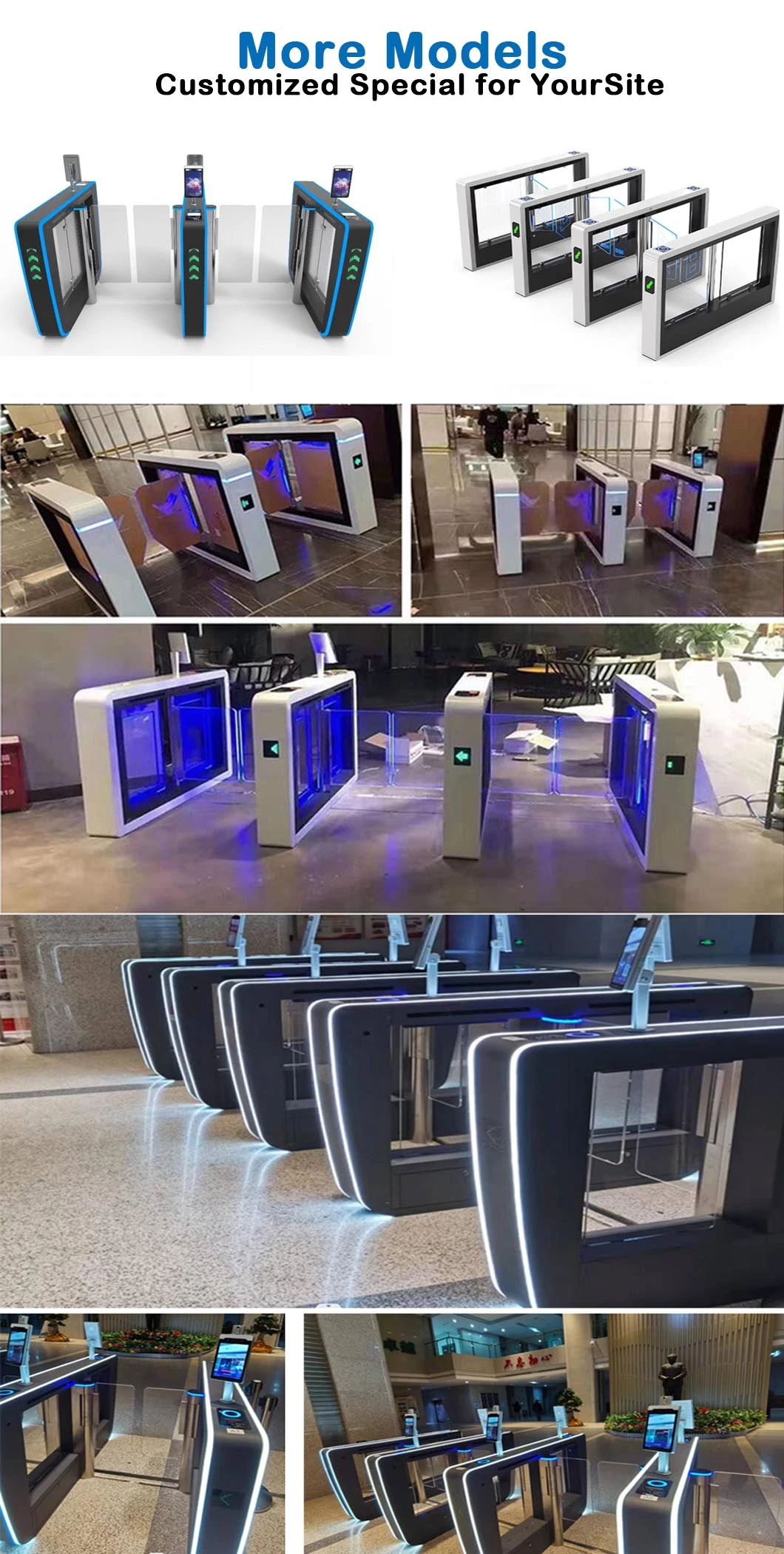 Facial Recognition Turnstile Gate Swing Barrier Gate Fast Speed Pedestrian Gate