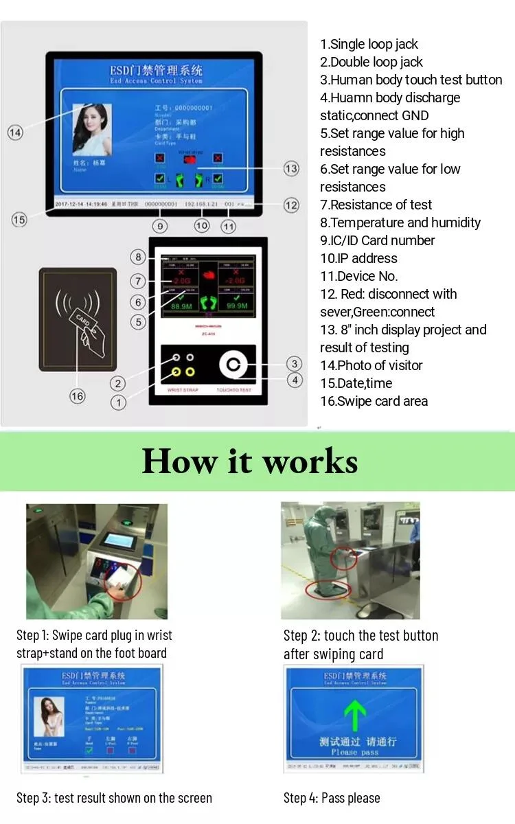 ESD Tripod Turnstile Gate with Face Recognition Machine