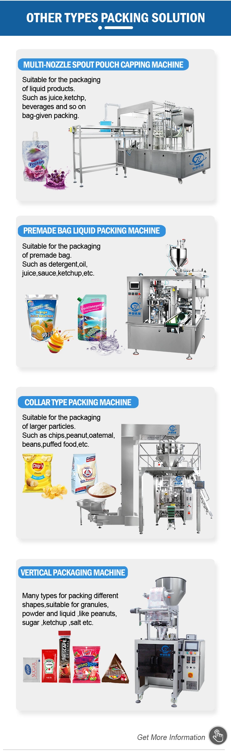 Custom Automatic Rotary Doypack Premade Stand up Pouch French Fries Packing Machine