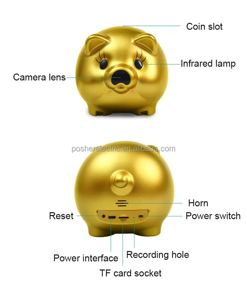 2022 Smart Home Security Mini Golden Pig Camera HD 1080P Video Piggy Bank IP Camera WiFi