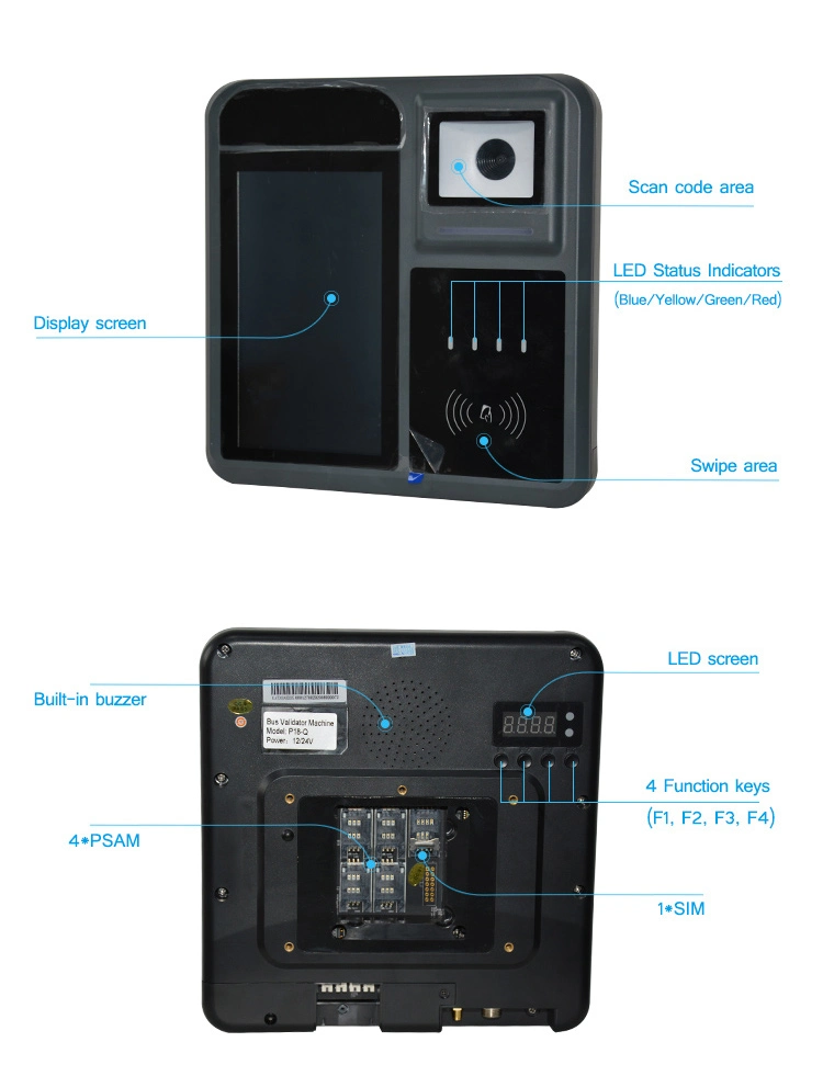 Face Recognition Felica EMV Android Smart Bus Validator System Bus Ticket Validator (P18-Q)