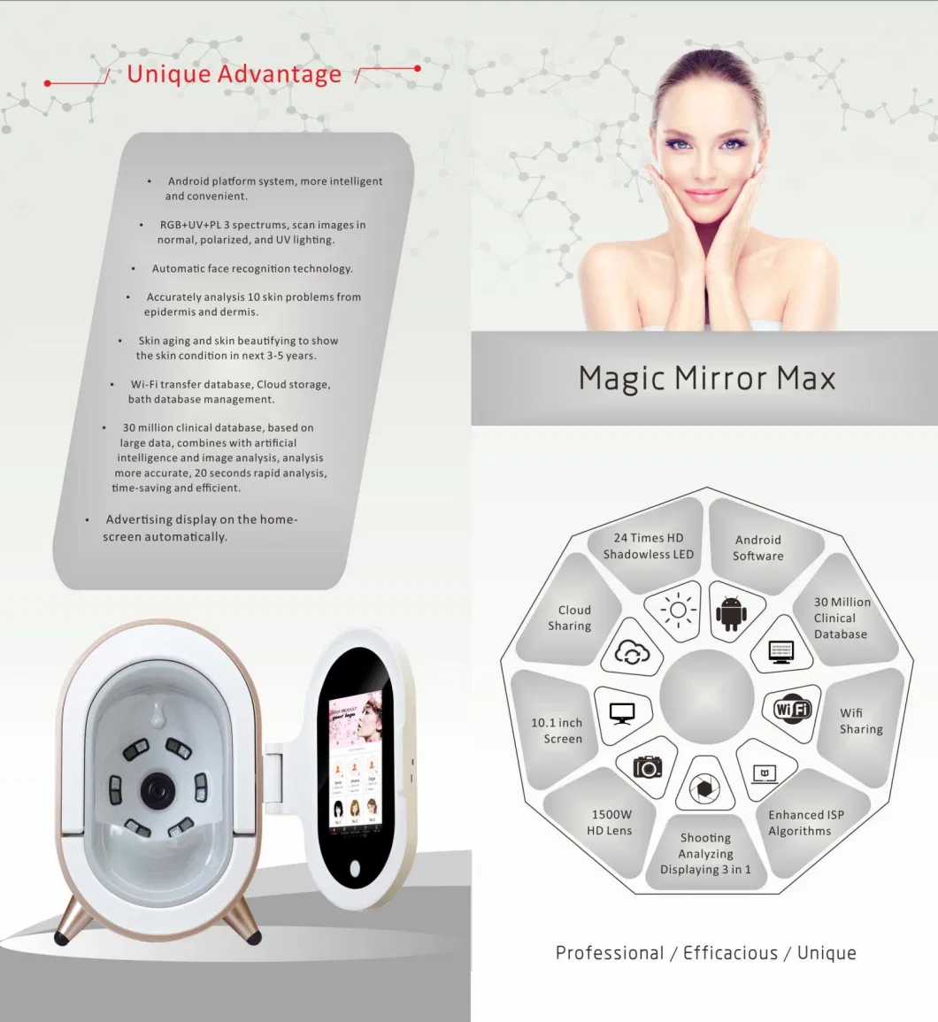 Beauty Equipment Ai Intelligent Colorful 3D Digital Image Skin Analyzer