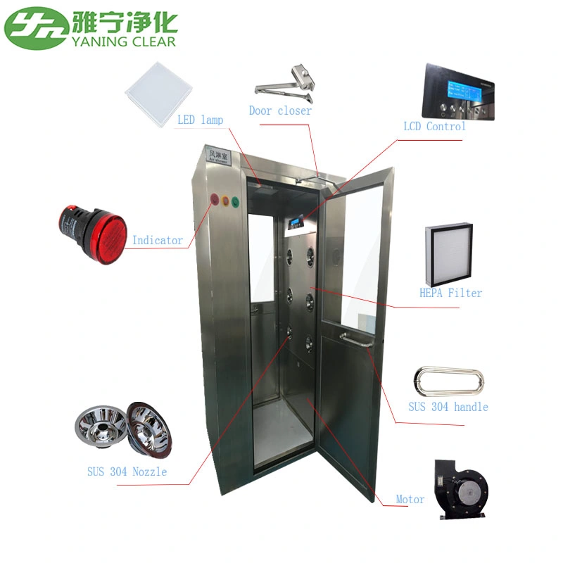 Yaning Biometric Face Recognition Electric Interlock H14 HEPA Filter Air Shower Room