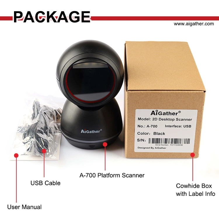 2D Desktop Barcode Scanner Supermarket RFID Barcode Reader