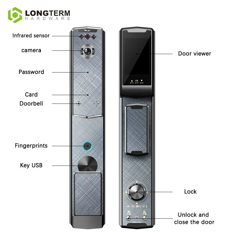 3D Face Recognition Fingerprint Rifd Card Password WiFi Tuya Smart Door Lock