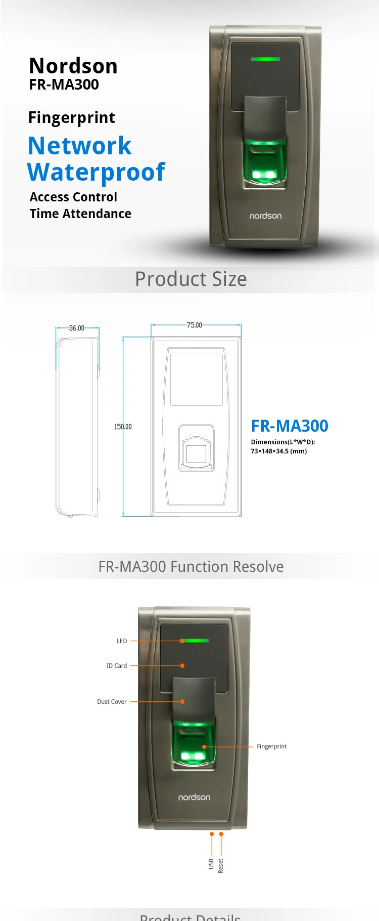 Easy-to-Use Waterproof IP65 Metallic Casing Outdoor Door Lock Fingerprint Access Control Safe System Device