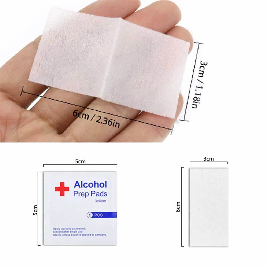 Alcohol Prep Pads, 75% Alcohol Cotton Slices, 100PCS Alcohol Individually Wrapped Swap Pad Wet Wipe, 6 X 3cm