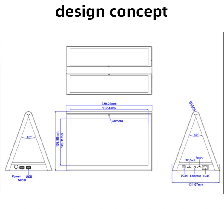 10.1 Inch HD Dual Display Face Recognition RJ45 Ethernet Digital Signage Android 8.1 Tablet PC