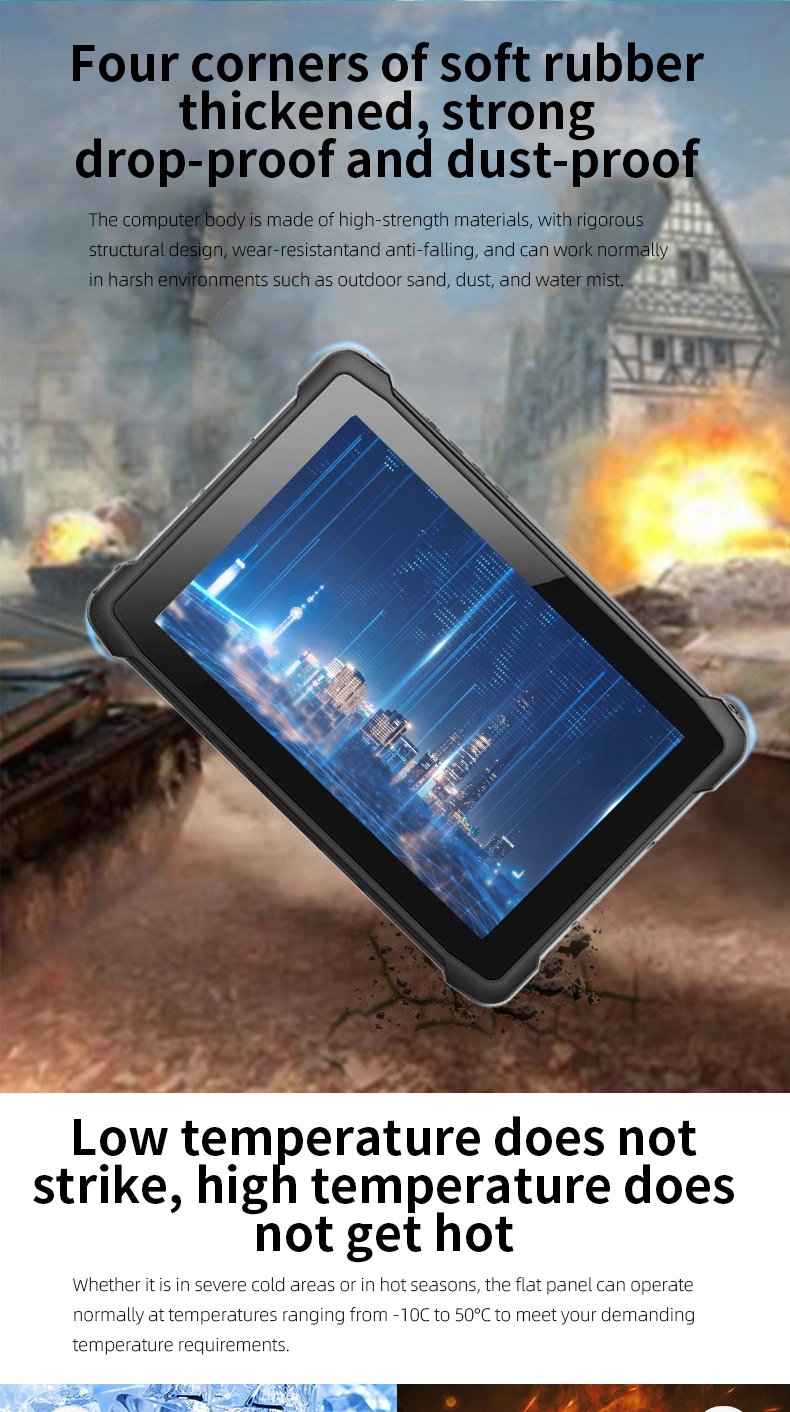 10 Inch Handheld Android 10.0 Rugged Tablet PC IP67 Waterproof Shockproof1d 2D Barcode Fingerprint Tablet with 8000mAh Battery