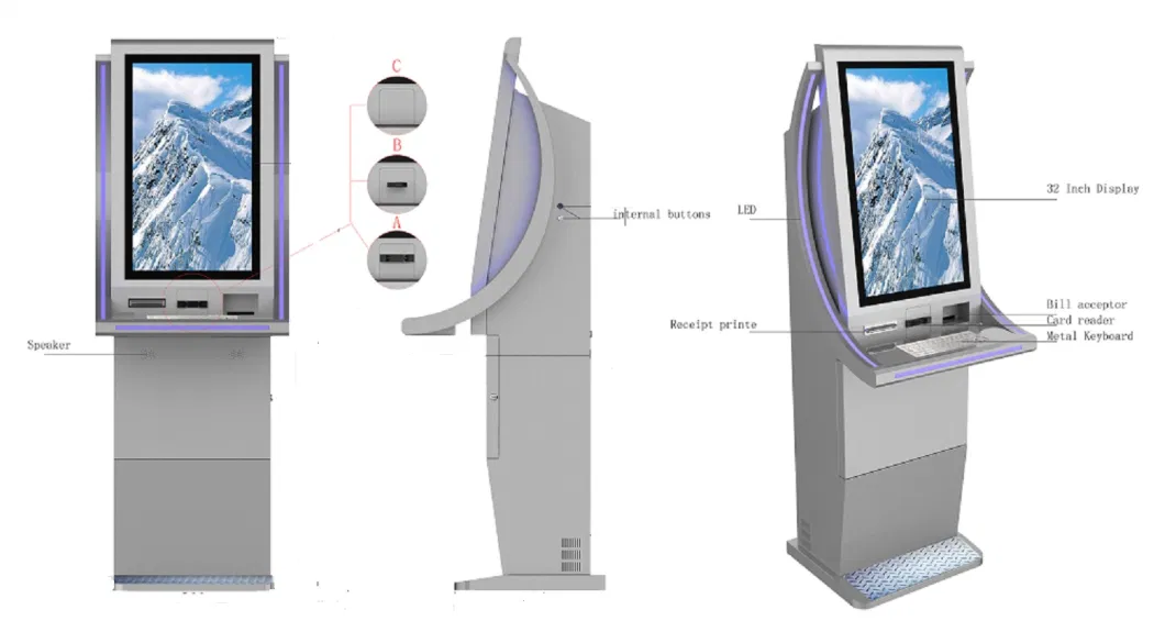 Custom Club Member Hotel Kyc Customer Management Self Service Kiosk with Fingerprint ID Scanner Facial Recognition Camera