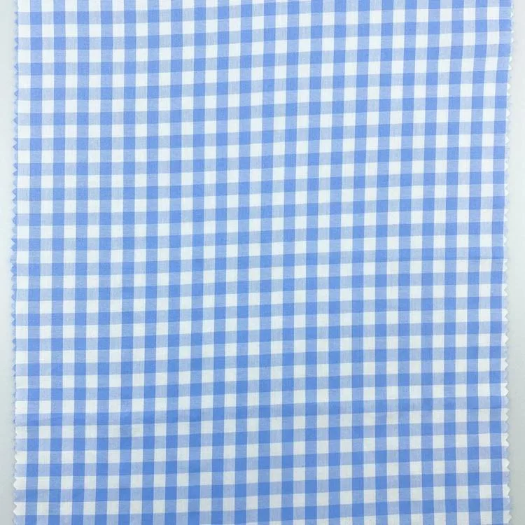 Hot Sale Popular 100% Cotton White Blue Plaid Check Yarn Dyed Gingham