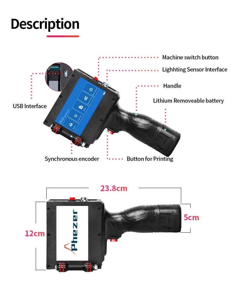 WiFi Connection Qr Code Printer Handheld Inkjet Printer