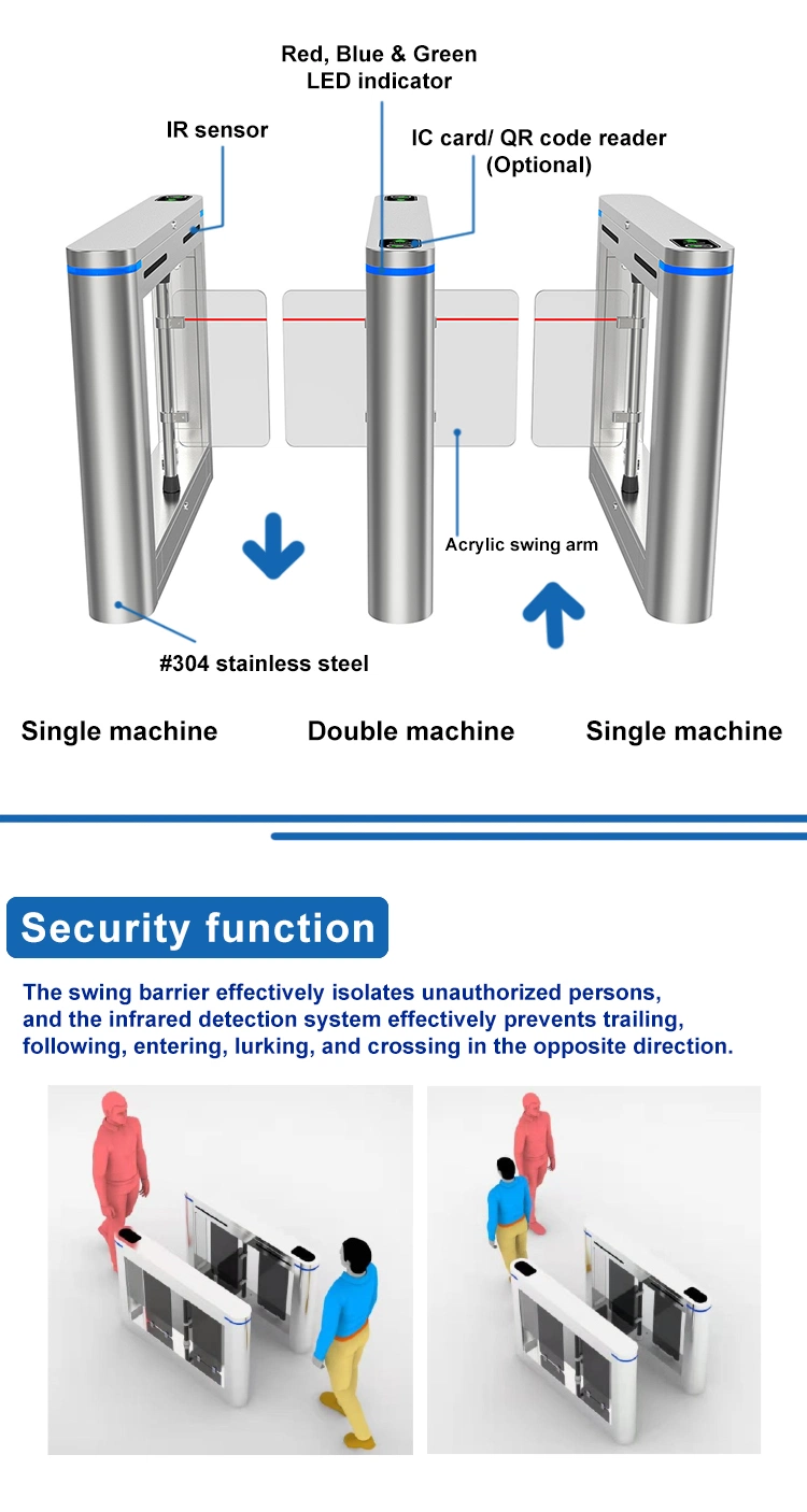 Automatic High End Face Recognize Stand Bracket Optical Turnstile Speed Gate Speed Turnstile Commercial Building