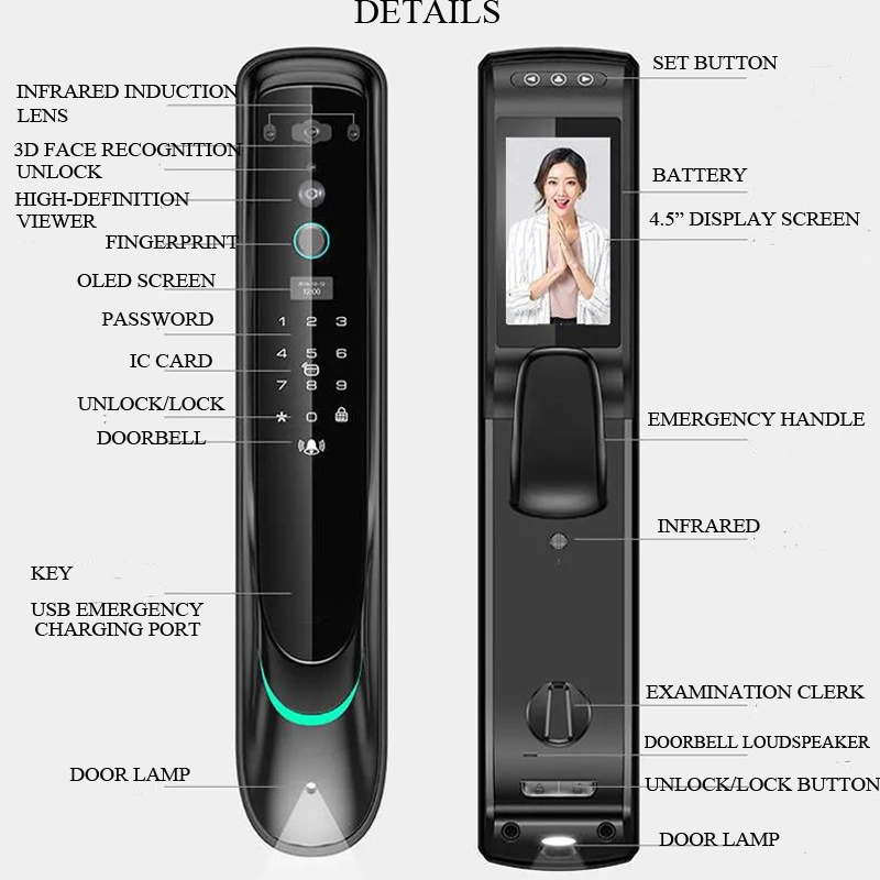 3D Face Recognition Fingerprint Password Smart Lock