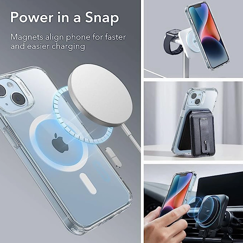 for iPhone15 Shockproof Magnetic Transparent Phone Case