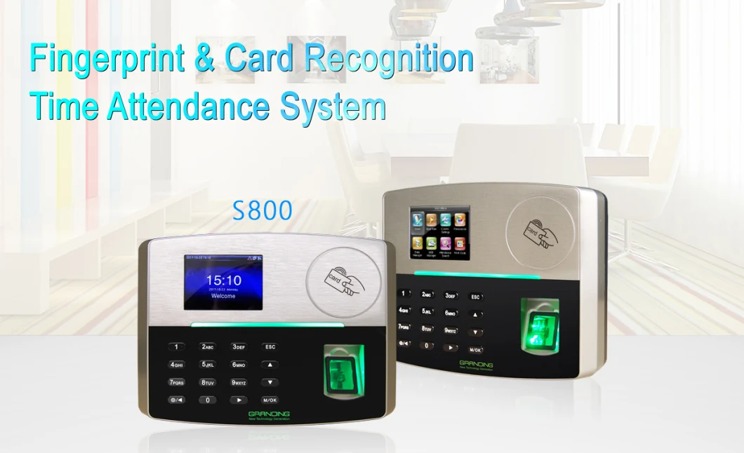 (S800/ID+W) Wireless WiFi Time Attendance Device with Biometric Fingerprint and ID Card Reader