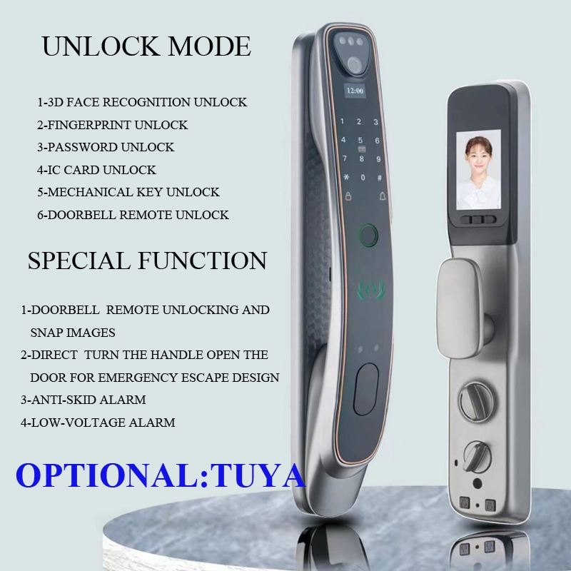 3D Face Recogniton Fingerprint Password Automatic Smart Lock Customized Tuya