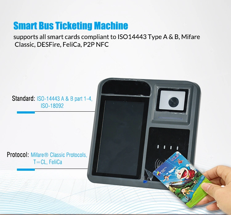 Face Recognition Felica EMV Android Smart Bus Validator System Bus Ticket Validator (P18-Q)