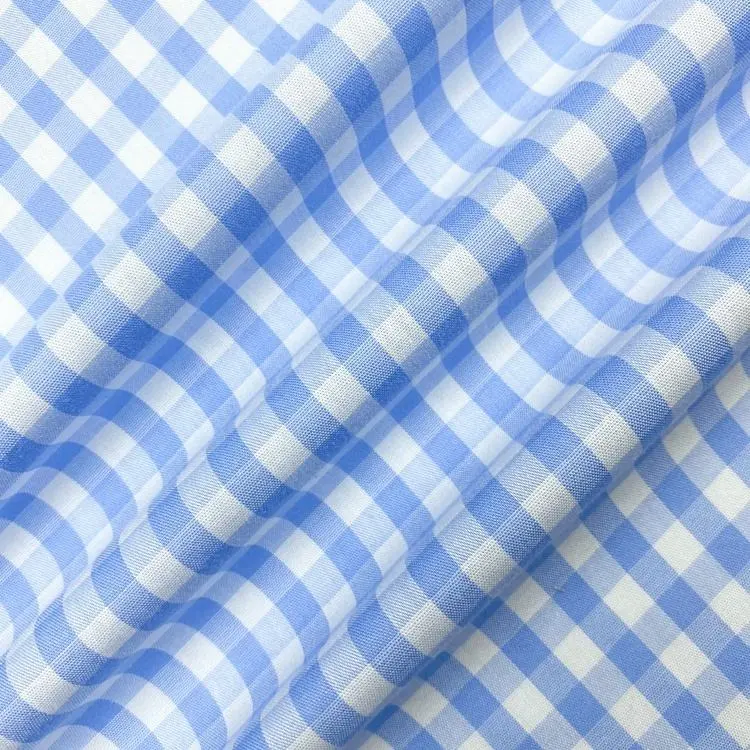 Hot Sale Popular 100% Cotton White Blue Plaid Check Yarn Dyed Gingham