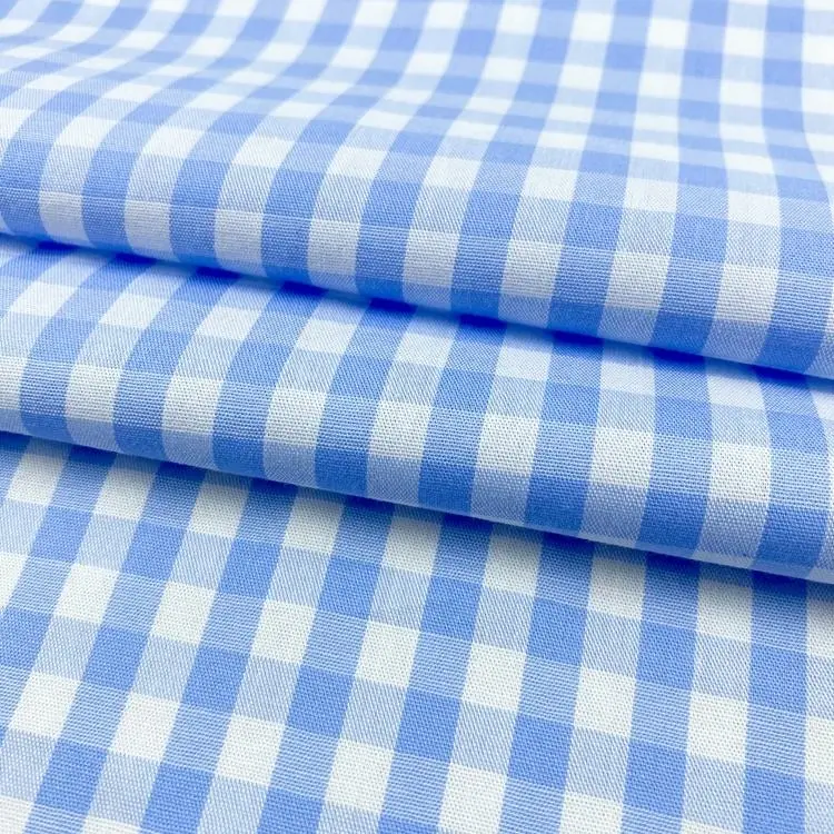 Hot Sale Popular 100% Cotton White Blue Plaid Check Yarn Dyed Gingham