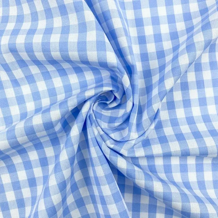 Hot Sale Popular 100% Cotton White Blue Plaid Check Yarn Dyed Gingham