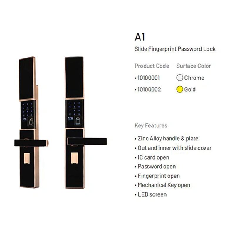 Door Handle Fingerprint Lock Biometric Fingerprint Digital Cylinder WiFi Smart Double Phone APP Access Door Lock