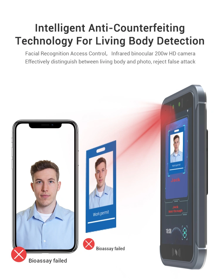 Non-Contact 8 Inch Android 7.1 Face Recognition All in One Facial Detecting Human Body Temperature Sensor