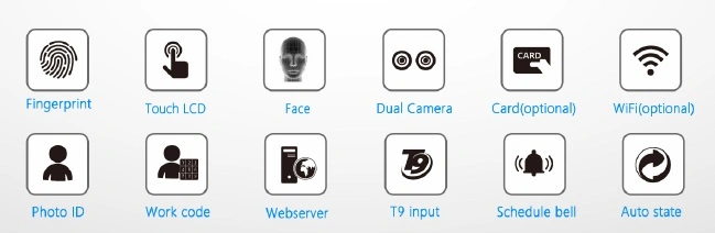 Web-Based Biometric Face and Fingerprint Time Clock Device with Remote Attendance Date Download