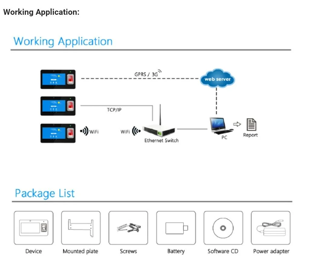 Multi-Biometric Time Attendance Device with TCP/IP