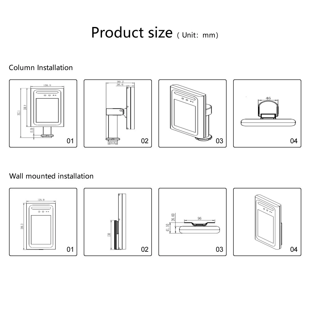 Face Recognition Access Control System Non-Contact Infrared Thermometer Fit for Entrance and Exit of Office Industry and Station