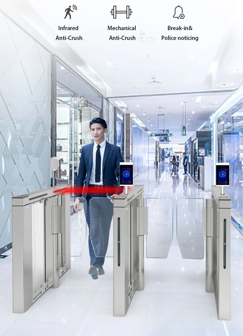 Facial Recognition Turnstile Gate Swing Barrier Gate Fast Speed Pedestrian Access Control Card System