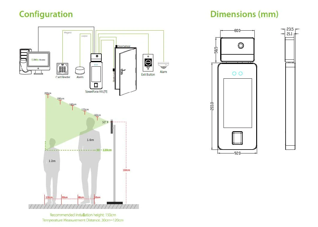 Touchless Biometric Visible Light Facial Recognition Thermal Imaging Temperature Detection