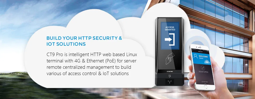 CT9 Cloud Server Managed Android Time Attendance Machine with Dual Frequency RFID Card Reader Auto Car Parking&gt;= 1 Pieces