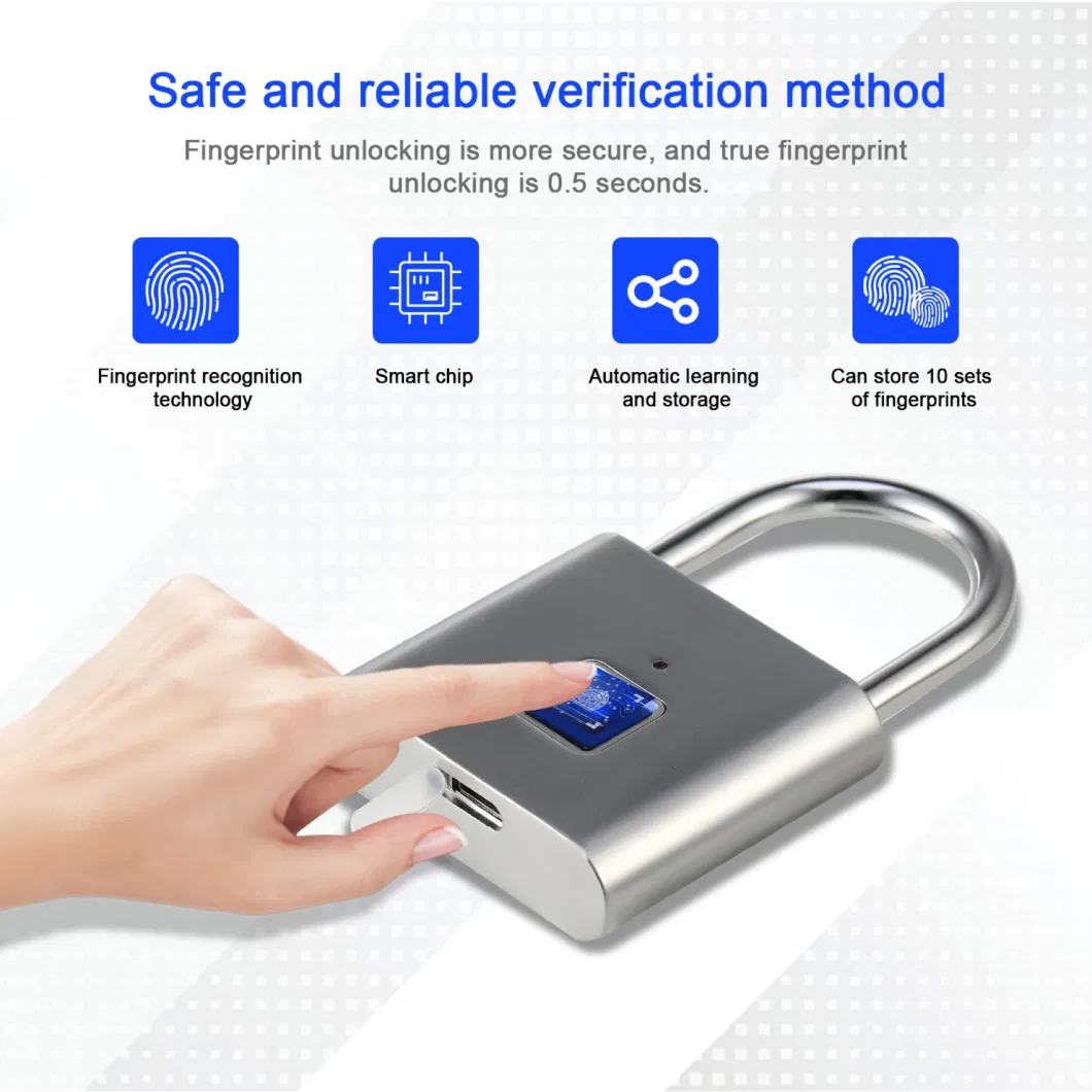 Free Shipping Smart Fingerprint Padlock with USB Charge