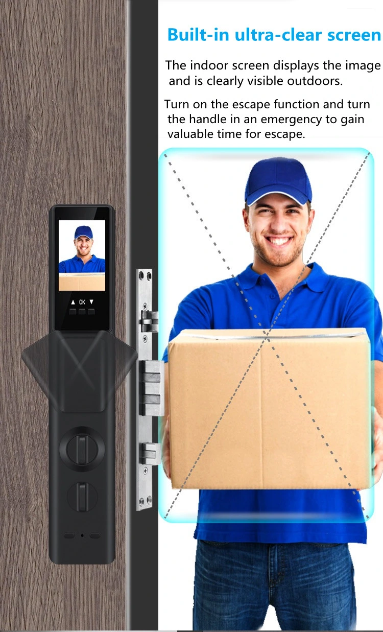 3D Face Recognition Automatic Fingerprint Cerraduras APP WiFi Biometric Digital Door Lock with Camera