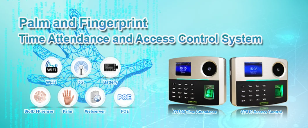 (GT810) Palm Recognition Time Attendance and Access Control Device with Back up Li Battery