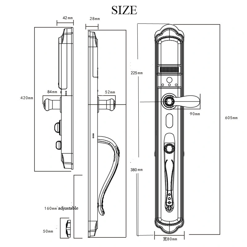 Villa Entrancy Door Visible Fingerprint Password Smart Lock