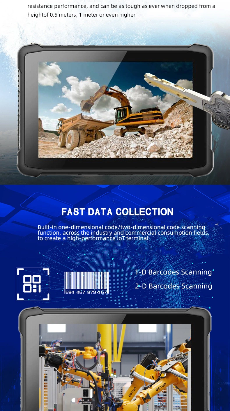 10 Inch Handheld Android 10.0 Rugged Tablet PC IP67 Waterproof Shockproof1d 2D Barcode Fingerprint Tablet with 8000mAh Battery