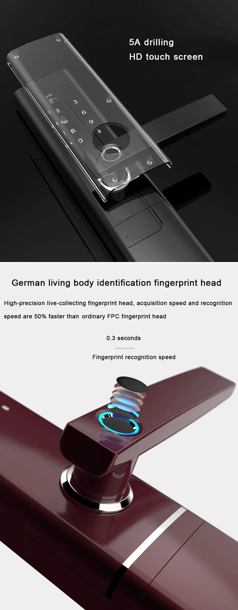 Digital Door Lock Biometric Fingerprint Smart Lock Tuya APP Smart Door Lock