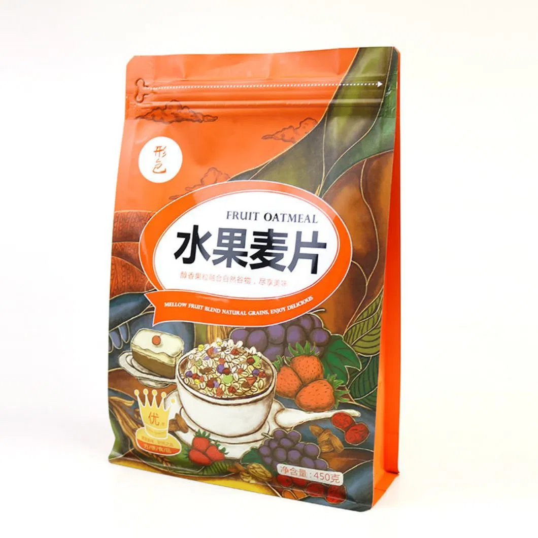 Custom Printed Kraft Empty Flat Bottom Coffee Bean Tea Packaging Bag with Valve Zipper and Window