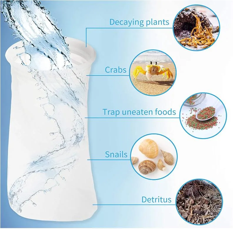 105X380 mm Nylon Filter Bag Liquid Filter Bag Aquarium Fish Tank Fecal Impurities Hair Sand Separation Water Filtration