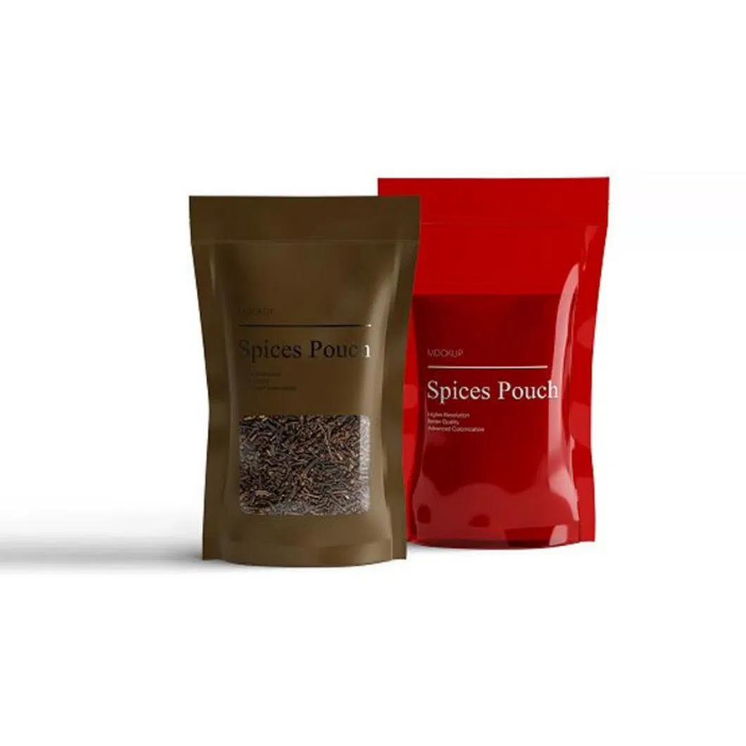 Custom Printed Kraft Empty Flat Bottom Coffee Bean Tea Packaging Bag with Valve Zipper and Window