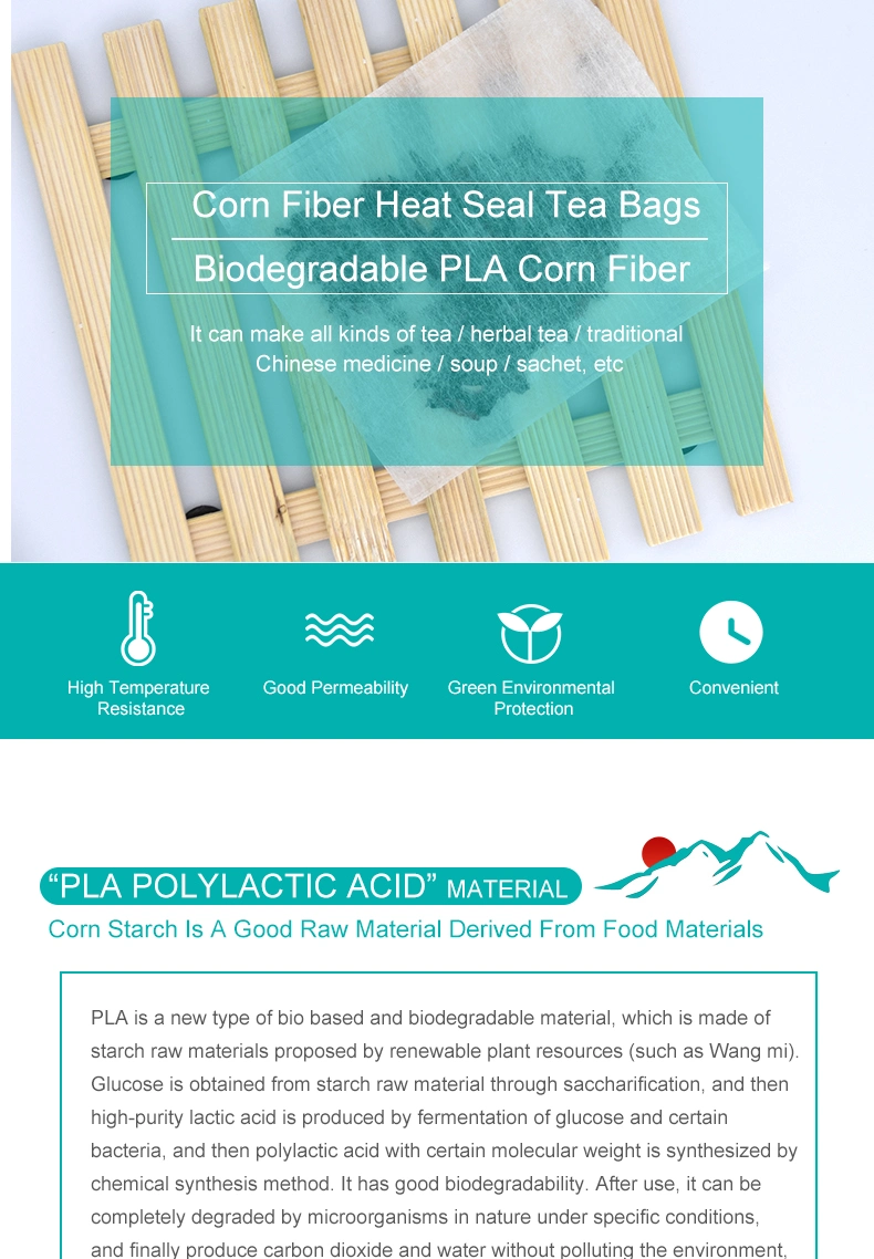 Custom Disposable Biodegradable PLA Corn Fiber Semi-Transparant Coffee Filters (45 X 110mm) , Used for Herbal Tea Plant Powder