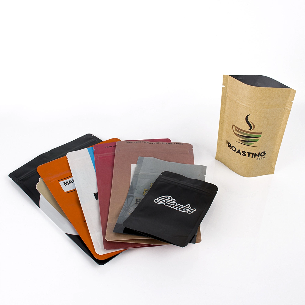 Laminated Material Upright Flat Bottom Bag Kraft Paper Coffee Bags