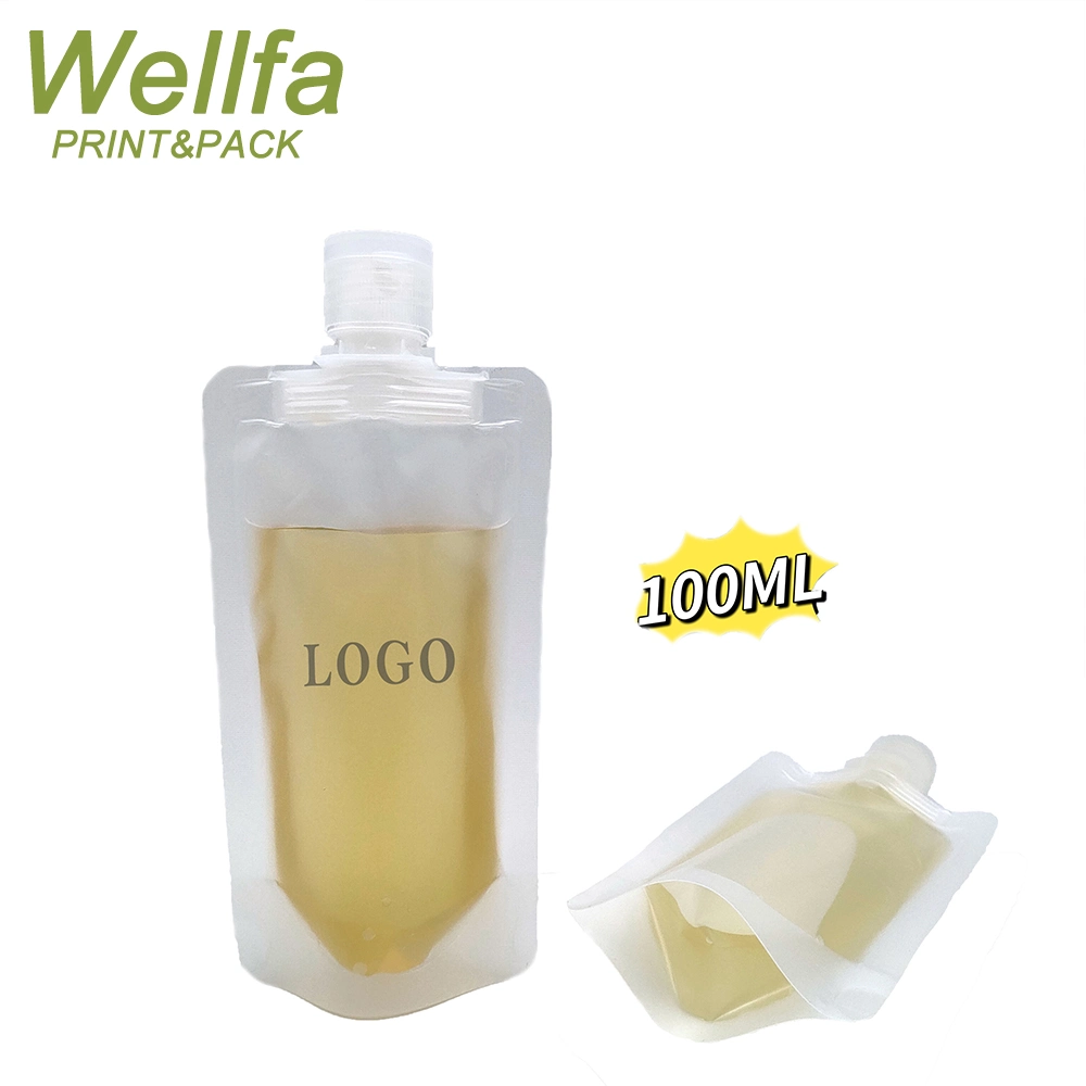 Biodegradable Matte Shower Gel Detergent Refillable Empty Squeeze Pouches Travel Subpackage Lotion Stand up Plastic Spout Pouch