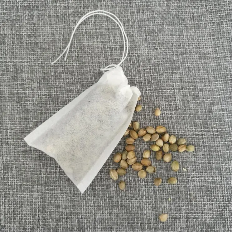 7*9cm Supply Drawstring Bleached Filter Paper Empty Tea Bag with String