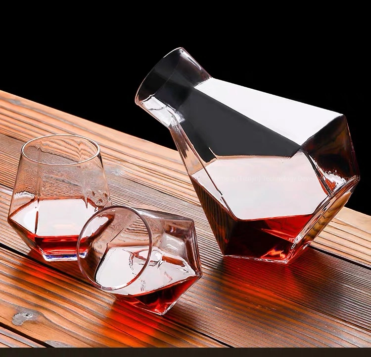 1300ml Wooden Ball Lid Diamond Shape Design Glass Pitcher Iced Tea Pitcher Water Jug Hot Cold Water Ice Tea Wine Coffee Milk