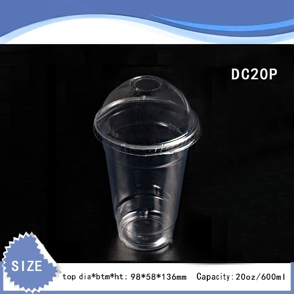 New Year on Sale 600ml Plastic Cups for Boba Tea Iced Cream Beverage Coffee Milkshake Cups