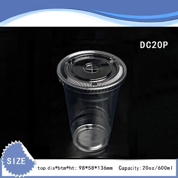 New Year on Sale 600ml Plastic Cups for Boba Tea Iced Cream Beverage Coffee Milkshake Cups