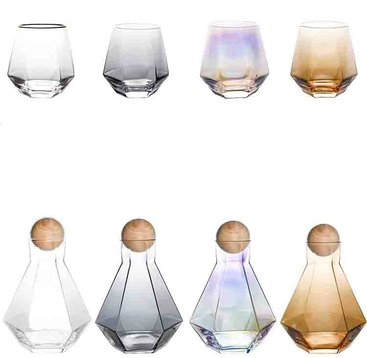 1300ml Wooden Ball Lid Diamond Shape Design Glass Pitcher Iced Tea Pitcher Water Jug Hot Cold Water Ice Tea Wine Coffee Milk